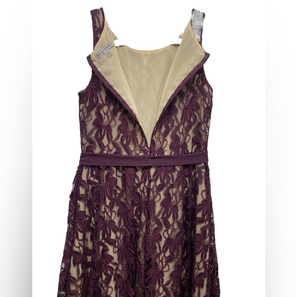 Danny and Nicole Dress, Plum Purple Lace on Nude Color Lining, Sleeveless, Sz 14 - Picture 6 of 7
